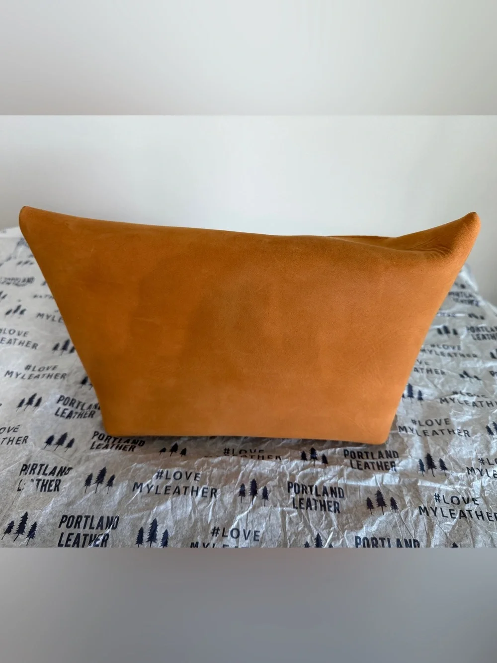 Portland Leather peach oversized makeup bag